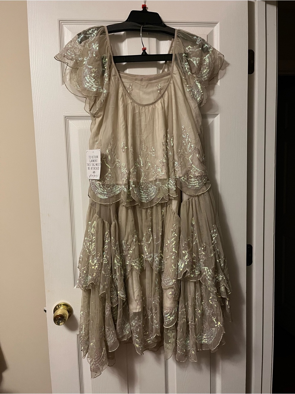 Free People Beige Sequin Embellished Two-Piece Skirt Set - Picture 5 of 10